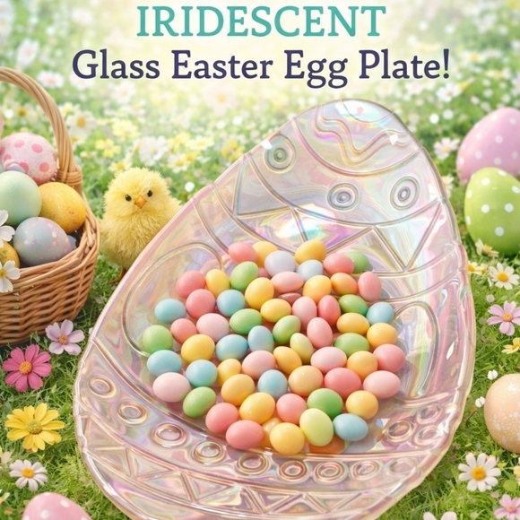 Other - Beautiful Iridescent Glass Easter Egg Plate